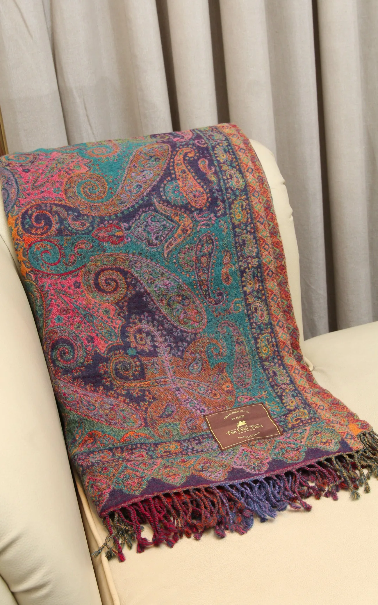 Purple Paisley Boiled Wool Blanket-BW138
