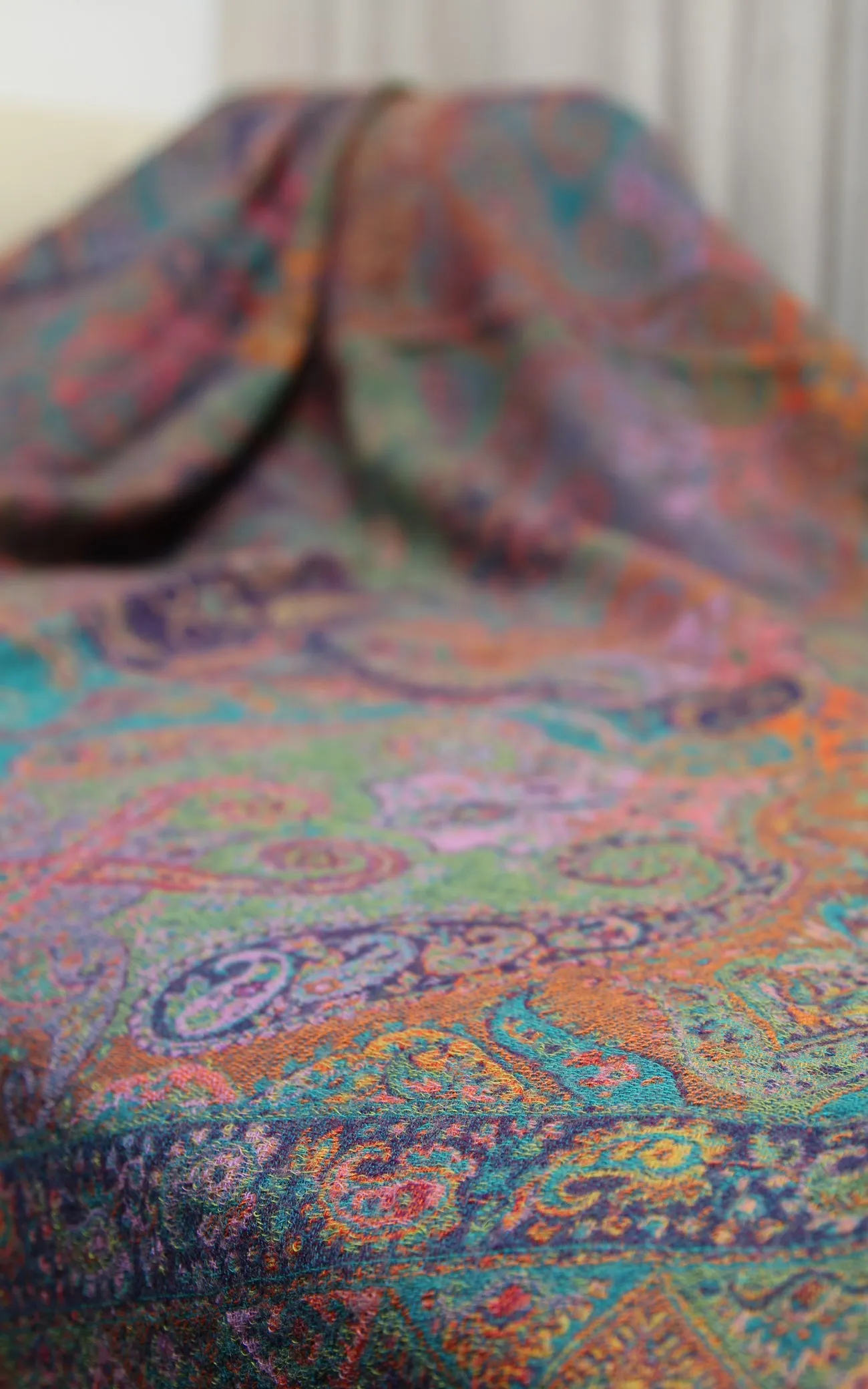 Purple Paisley Boiled Wool Blanket-BW138